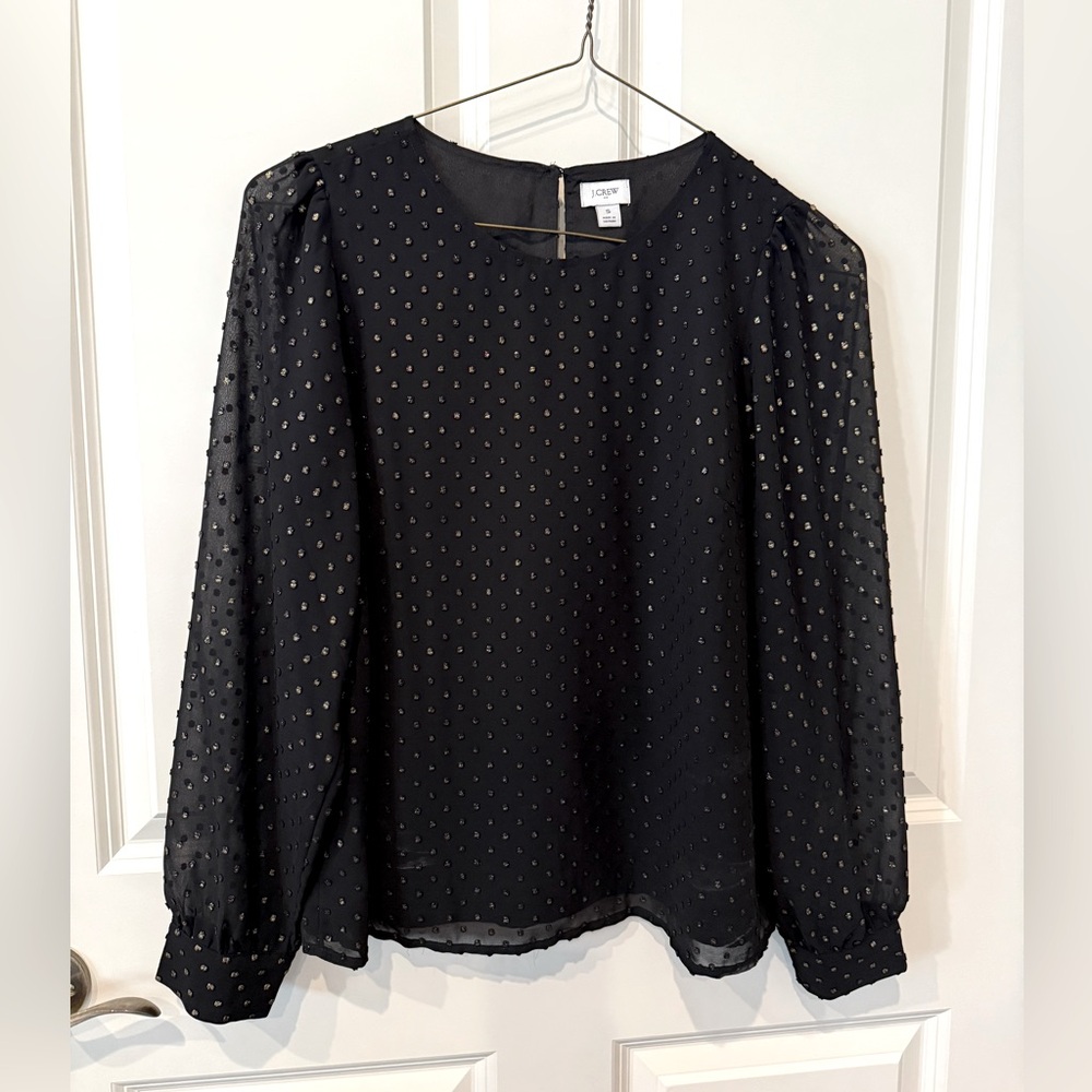 J. Crew Black and gold polka dot Blouse, small.